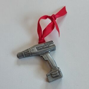 Christmas Ornament - Craftsman Silver Drill Ornament with Red Ribbon